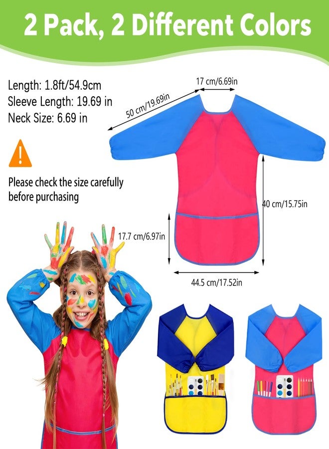 PEASUG 2 Pack Toddler Smock, Kids Art Smock, Toddler Paint Smock, Toddler Art Smock for Kids 3-5, Kids Smock, Toddler Smock for Painting - Image 2